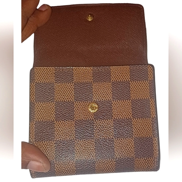 LOUIS VUITTON DAMIER EBENE MONOGRAM CANVAS LEATHER WALLET EUC - Picture 8 of 15